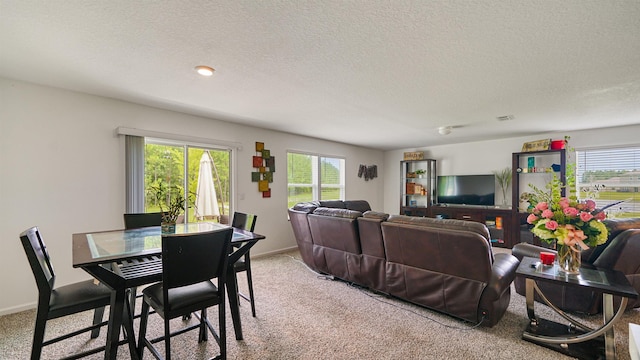 4004 Chihuahua Ct, Jacksonville, FL 32218 - dining space with plenty of natural light, light colored carpet, and a textured ceiling