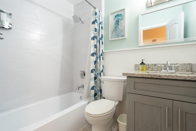 209 Alerto St, Saint Augustine, FL 32080 - full bathroom with vanity, shower / tub combo, and wainscoting