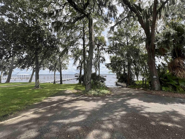 view of road featuring a water view