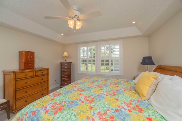301 Graciela Cir, Saint Augustine, FL 32086 - bedroom with recessed lighting, a raised ceiling, and a ceiling fan