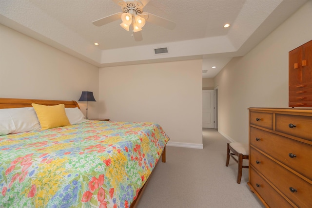 301 Graciela Cir, Saint Augustine, FL 32086 - bedroom with light carpet, a tray ceiling, visible vents, and recessed lighting