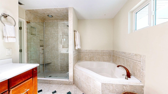40 Sandpiper Dr, Saint Augustine, FL 32080 - full bathroom with a garden tub, a stall shower, and vanity