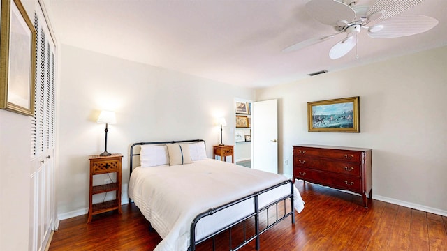 40 Sandpiper Dr, Saint Augustine, FL 32080 - bedroom with hardwood / wood-style floors, baseboards, and a ceiling fan