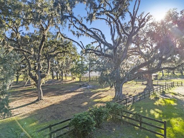 view of yard with a rural view