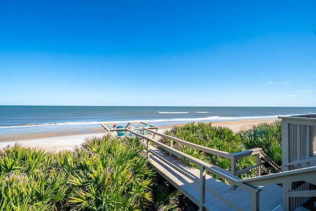 view of water feature featuring a beach view