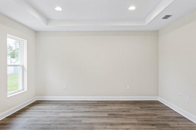 unfurnished room with a wealth of natural light, baseboards, and wood finished floors