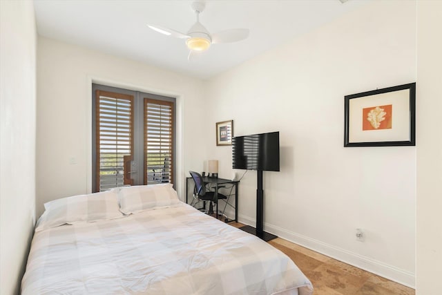 136 Lawn Ave, Saint Augustine, FL 32084 - bedroom with access to outside and a ceiling fan