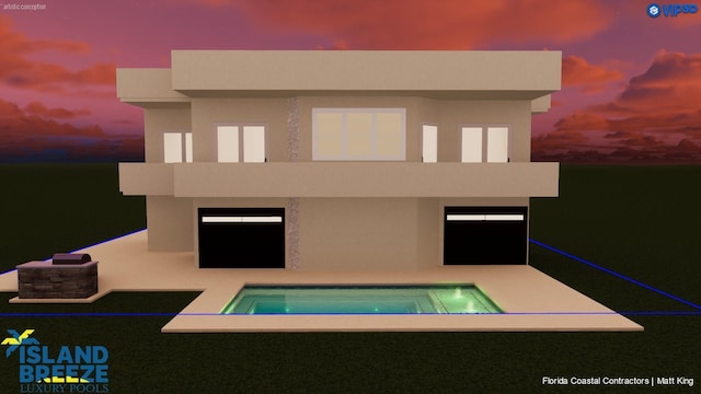 136 Lawn Ave, Saint Augustine, FL 32084 - rear view of property featuring an in-ground hot tub and stucco siding