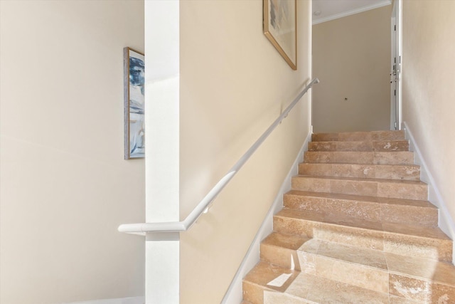 136 Lawn Ave, Saint Augustine, FL 32084 - stairway featuring ornamental molding