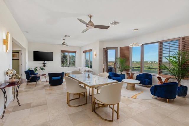 136 Lawn Ave, Saint Augustine, FL 32084 - dining space with ceiling fan