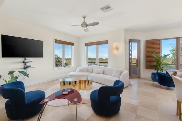 136 Lawn Ave, Saint Augustine, FL 32084 - living area featuring plenty of natural light and ceiling fan