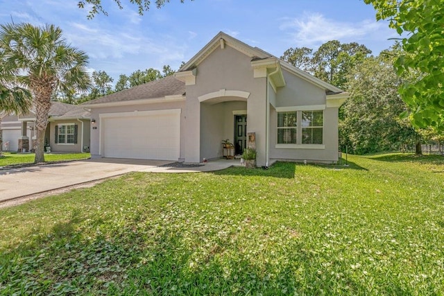 117 Mission Cove Cir, Saint Augustine, FL 32084 - view of front of house featuring stucco siding, a garage, driveway, and a front yard