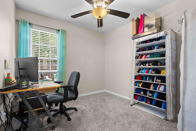 461 S Nassau St, Saint Augustine, FL 32084 - office area featuring ceiling fan, carpet flooring, and baseboards