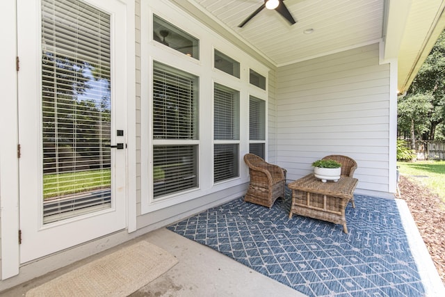 view of patio / terrace featuring ceiling fan