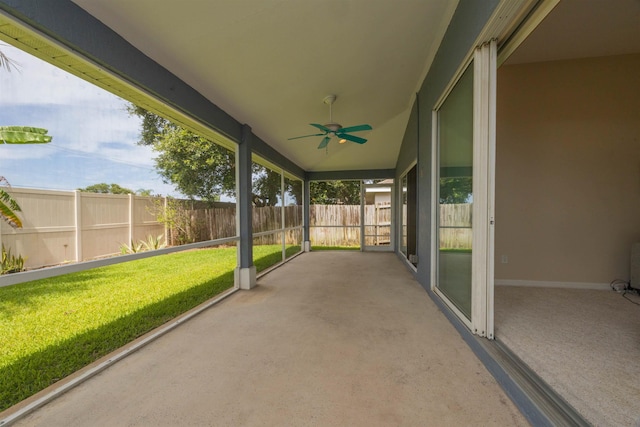 984 Windward Way, Saint Augustine, FL 32080 - unfurnished sunroom featuring a ceiling fan