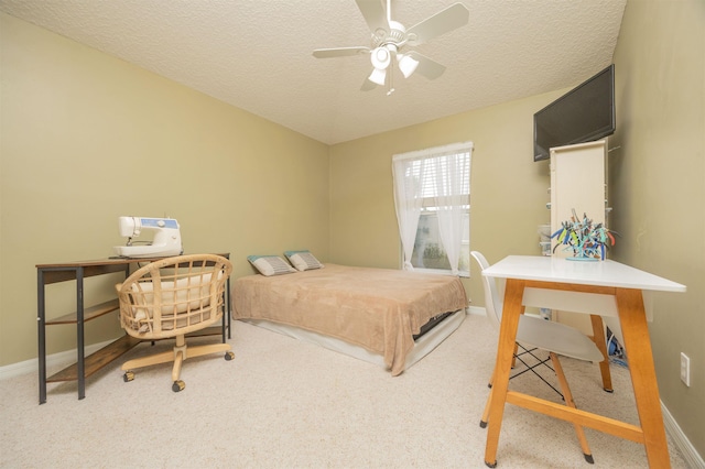 984 Windward Way, Saint Augustine, FL 32080 - bedroom with carpet floors, a textured ceiling, and a ceiling fan