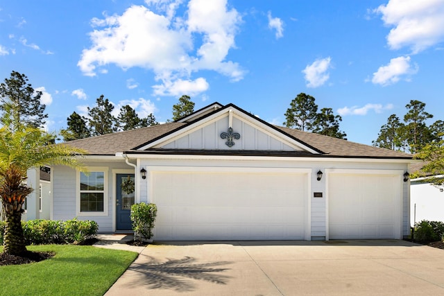 181 Narvarez Ave, Saint Augustine, FL 32084 - ranch-style home featuring an attached garage, a shingled roof, driveway, and board and batten siding