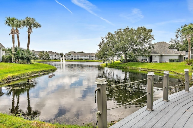 dock area with a water view