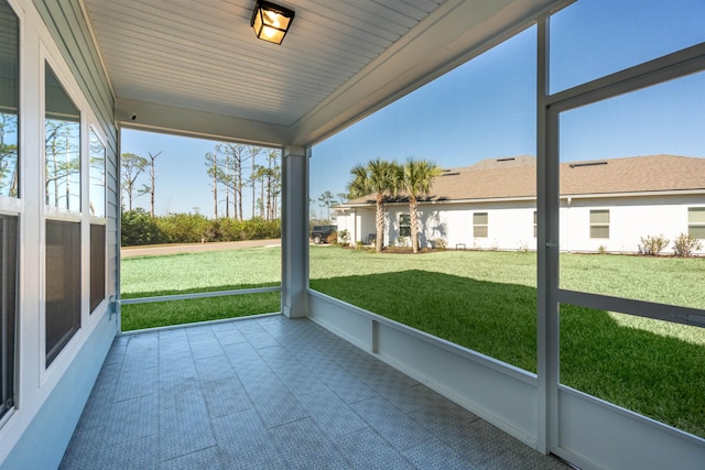 view of unfurnished sunroom