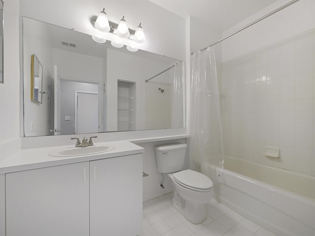 520 Florida Club Blvd Unit 310, Saint Augustine, FL 32084 - bathroom with visible vents, shower / tub combo, toilet, vanity, and tile patterned flooring