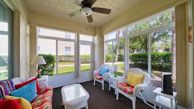 308 Augusta Cir, Saint Augustine, FL 32086 - sunroom featuring plenty of natural light, a ceiling fan, and carpet flooring