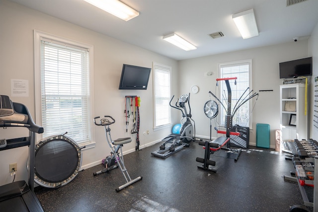 workout area with a healthy amount of sunlight