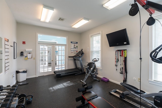 exercise area with a wealth of natural light