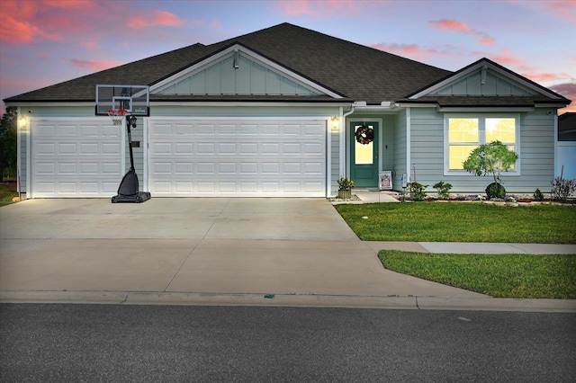 52 Lumberjack Trl, Palm Coast, FL 32137 - single story home featuring driveway, a garage, board and batten siding, and a front yard