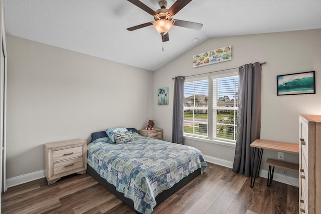 52 Lumberjack Trl, Palm Coast, FL 32137 - bedroom with lofted ceiling, wood finished floors, and ceiling fan