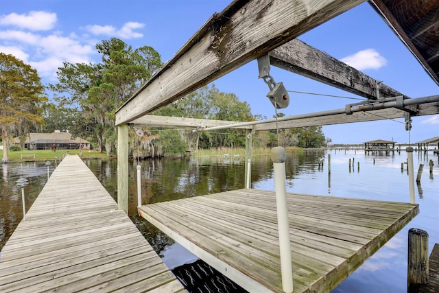 view of dock featuring a water view