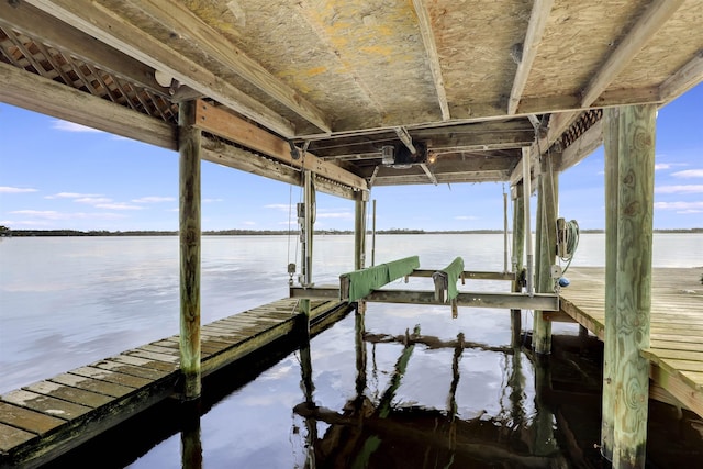 view of dock featuring a water view