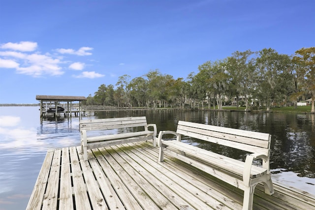 view of dock featuring a water view