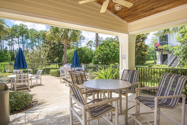 view of patio with ceiling fan