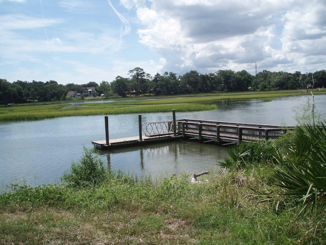 view of dock featuring a water view