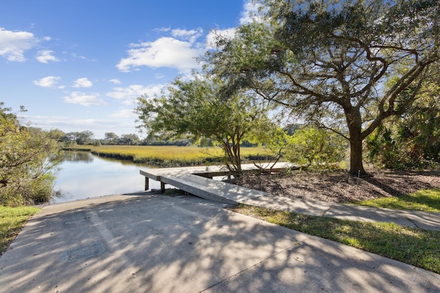 view of dock featuring a water view