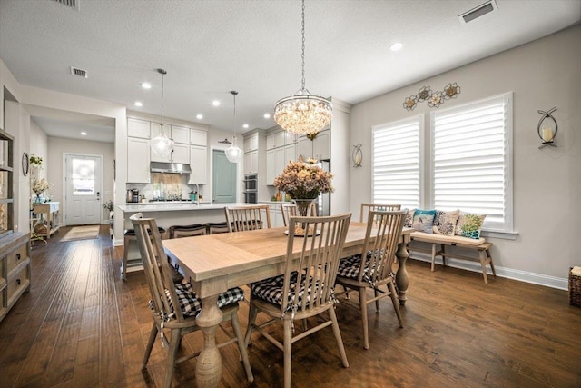 118 Lamego Ln, Saint Augustine, FL 32095 - dining area with dark wood-type flooring, visible vents, a wealth of natural light, and baseboards