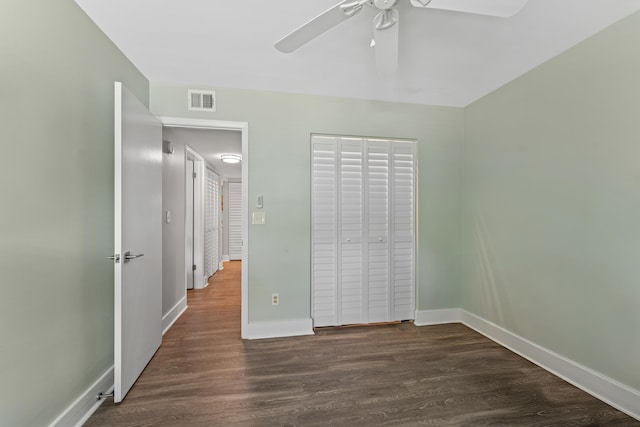 7 Andalusia Ct, Saint Augustine, FL 32086 - unfurnished bedroom with wood finished floors, ceiling fan, and a closet