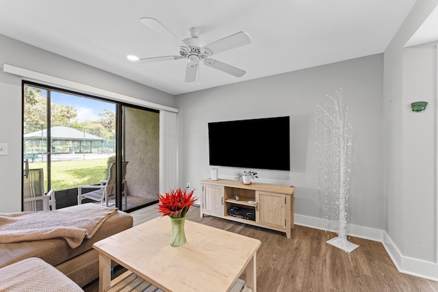 7 Andalusia Ct, Saint Augustine, FL 32086 - living room with wood finished floors and a ceiling fan