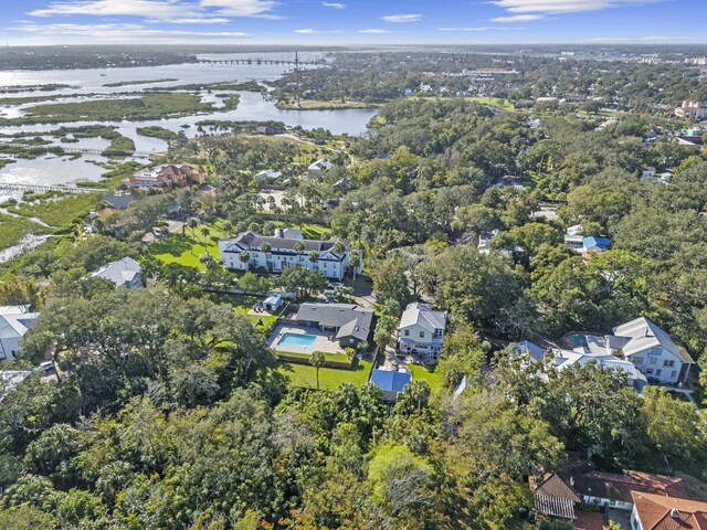 50 Dufferin St, Saint Augustine, FL 32084 - aerial view of property and surrounding area with a large body of water and nearby suburban area