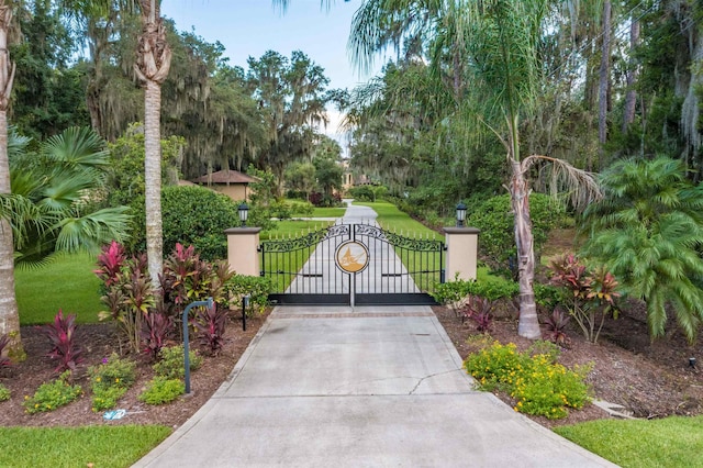 view of gate featuring a lawn