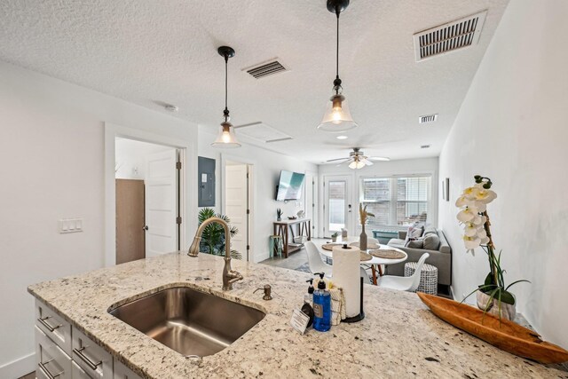 7201 A1A S, Saint Augustine, FL 32080 - kitchen with a sink, visible vents, and pendant lighting
