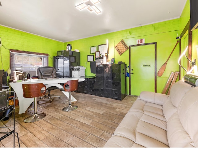 office with light hardwood / wood-style floors