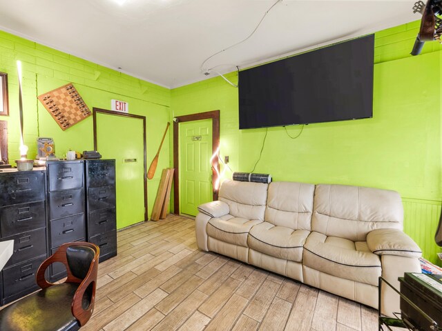 living room with light wood-type flooring