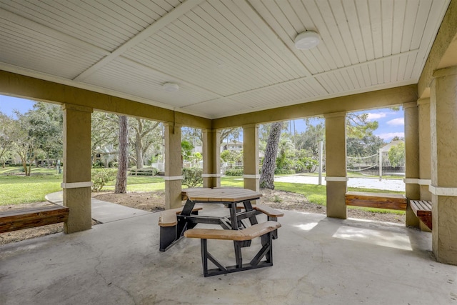 view of patio / terrace with volleyball court