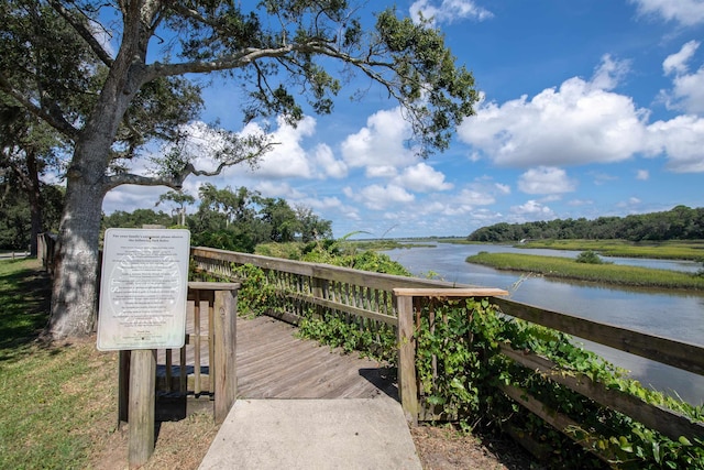 view of home's community with a water view