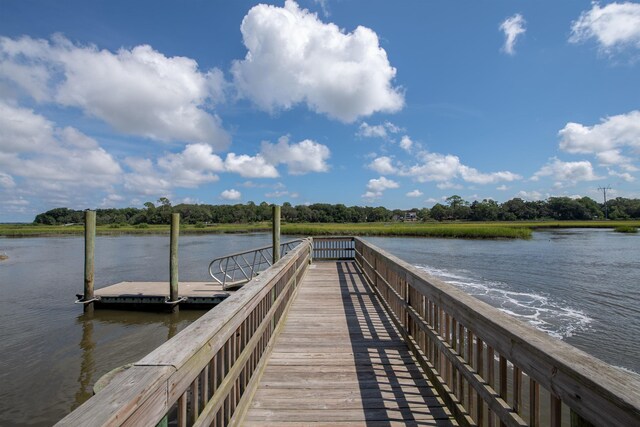 view of dock featuring a water view