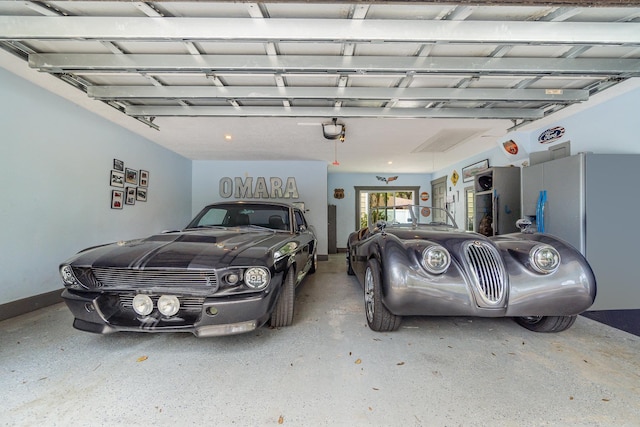 garage with a garage door opener