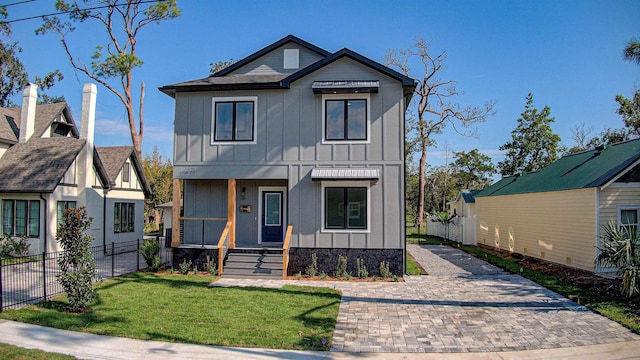 view of front of home with a front yard