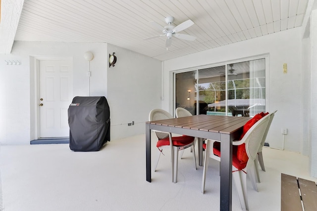 interior space featuring ceiling fan