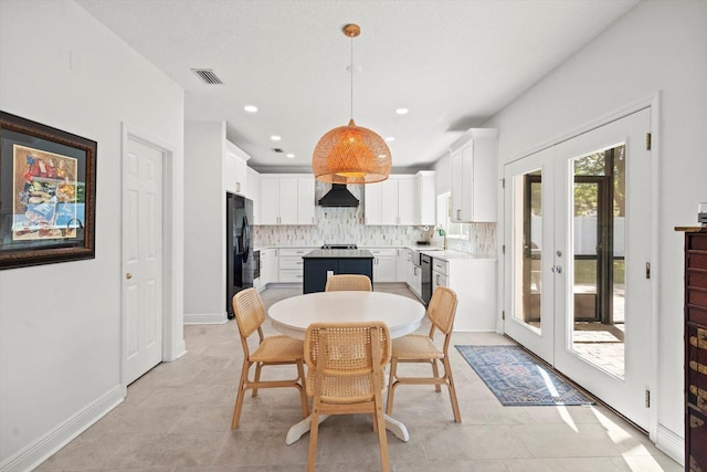 1430 River Of May St, Saint Augustine, FL 32092 - dining room featuring baseboards, french doors, visible vents, and recessed lighting